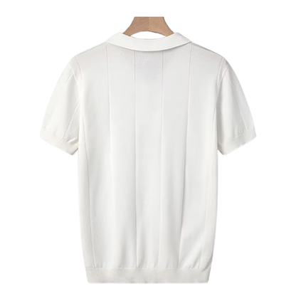 Oliver Ribbed Collared V-Neck Polo Shirt | Regular Fit Short Sleeve Polo Shirt