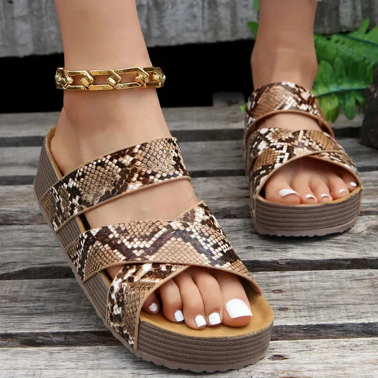 Women’s Sandals – Braided Straps – Textured Finish – Cushioned Footbed – Open Toe