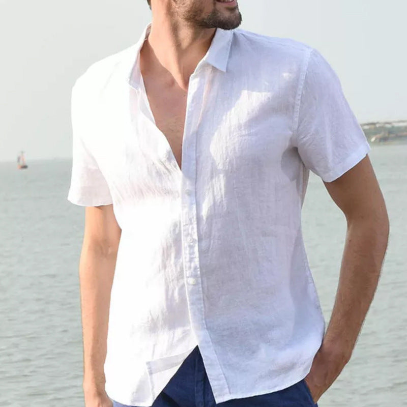 Men’s Short Sleeve Shirt – 100% Cotton – Relaxed Fit – Button-Down Collar Casual Wear