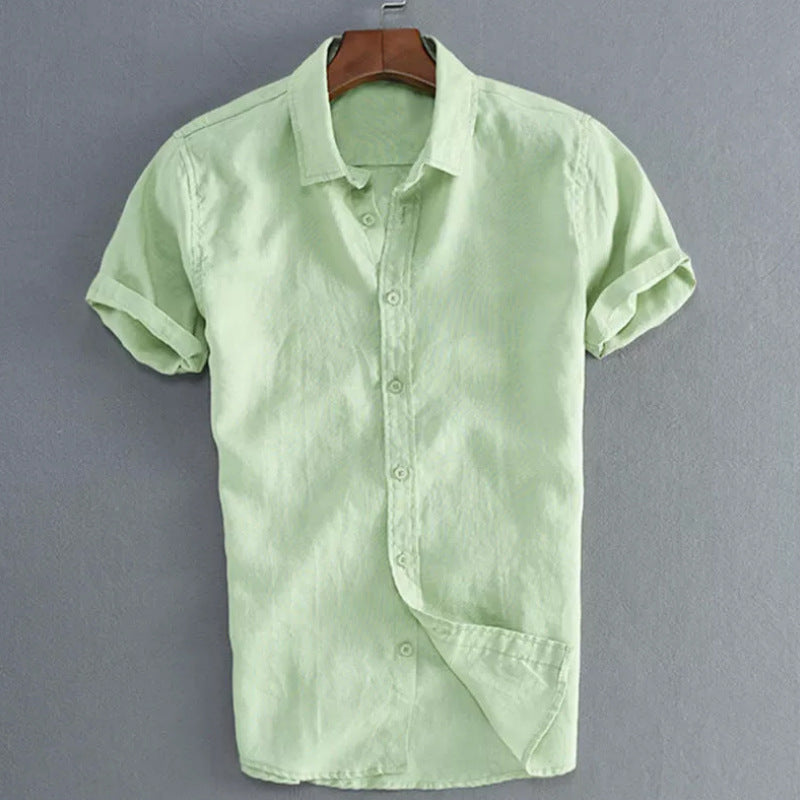 Men’s Short Sleeve Shirt – 100% Cotton – Relaxed Fit – Button-Down Collar Casual Wear