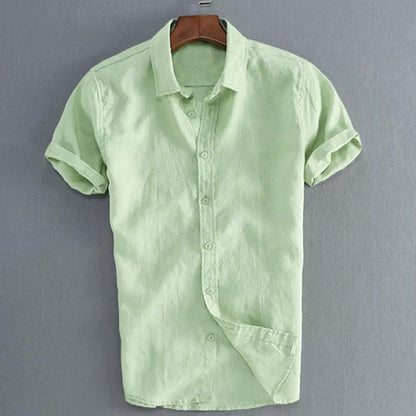 Men’s Short Sleeve Shirt – 100% Cotton – Relaxed Fit – Button-Down Collar Casual Wear