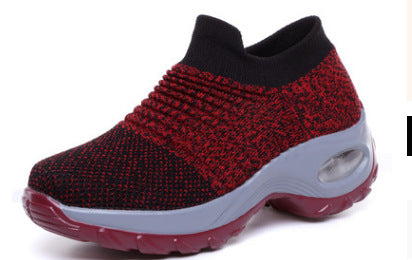 Women’s Low-Top Sneakers – Breathable Knit – Air Cushion Sole – Slip-On Comfort Fit