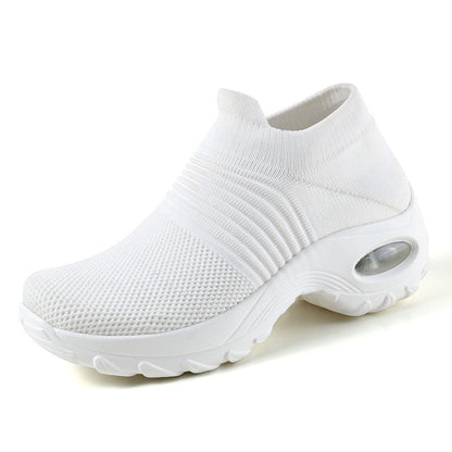 Women’s Low-Top Sneakers – Breathable Knit – Air Cushion Sole – Slip-On Comfort Fit