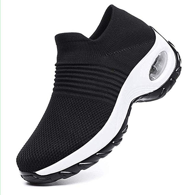 Women’s Low-Top Sneakers – Breathable Knit – Air Cushion Sole – Slip-On Comfort Fit