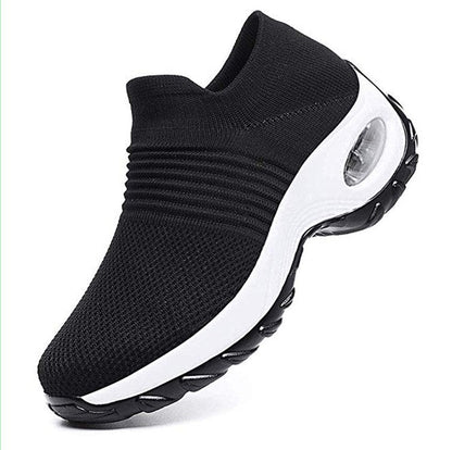 Women’s Low-Top Sneakers – Breathable Knit – Air Cushion Sole – Slip-On Comfort Fit