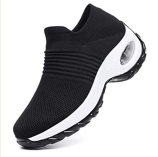 Women’s Low-Top Sneakers – Breathable Knit – Air Cushion Sole – Slip-On Comfort Fit
