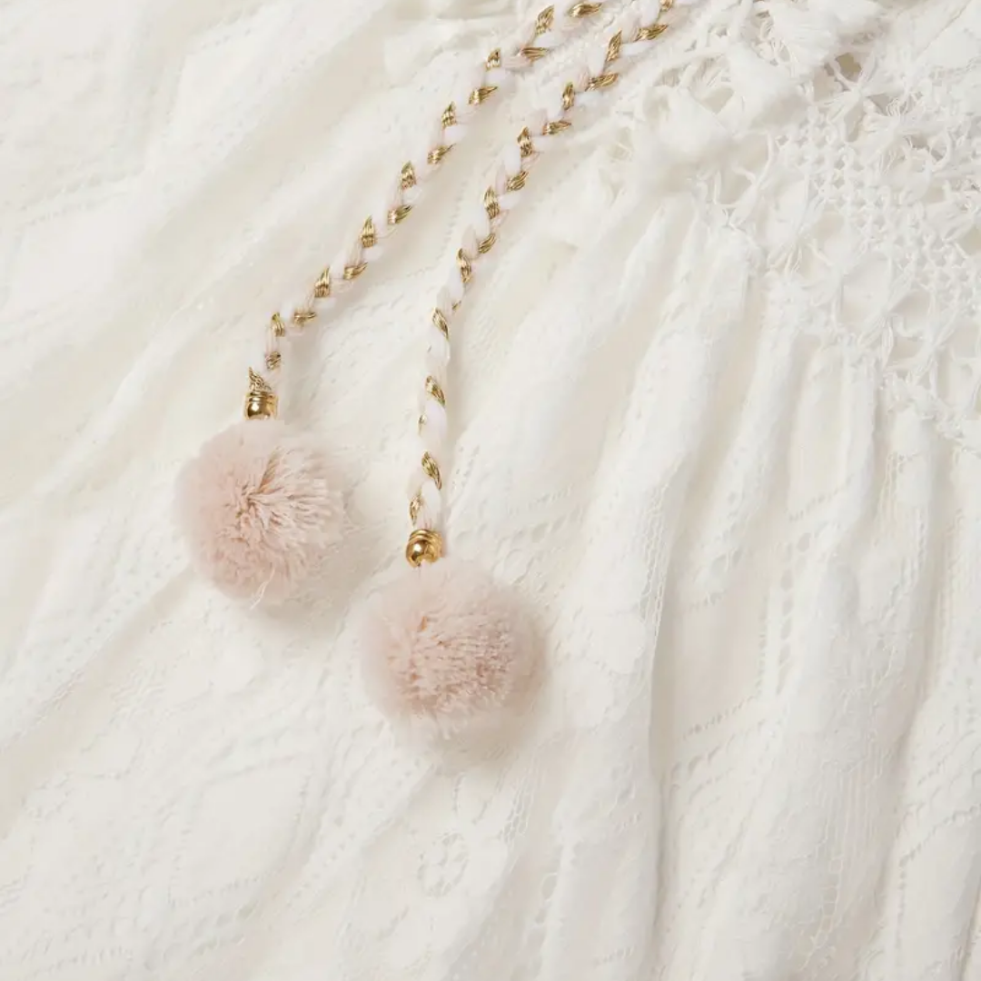 Women’s Midi Dress – Relaxed Fit – Lace Texture – Spaghetti Straps – Boho Style