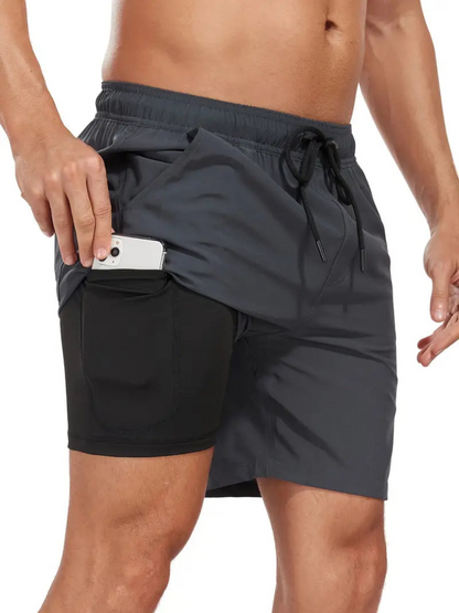 Men’s Swim Trunks – Quick Dry – Mid-Thigh – Elastic Waist – Inner Lining – Pocket
