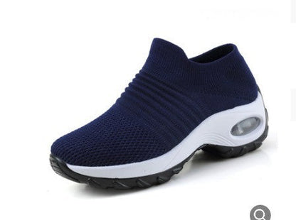 Women’s Low-Top Sneakers – Breathable Knit – Air Cushion Sole – Slip-On Comfort Fit