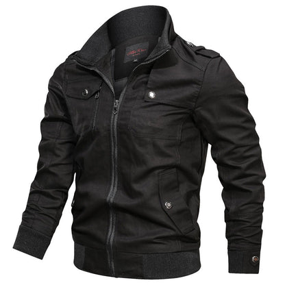 Men’s Slim Fit Jacket – Stand Collar – Zipper Front – Ribbed Hem – Chest Pockets