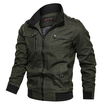 Men’s Slim Fit Jacket – Stand Collar – Zipper Front – Ribbed Hem – Chest Pockets