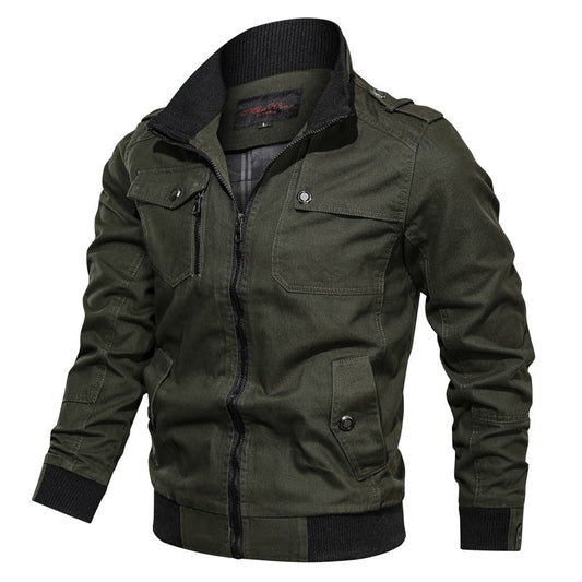 Men’s Slim Fit Jacket – Stand Collar – Zipper Front – Ribbed Hem – Chest Pockets