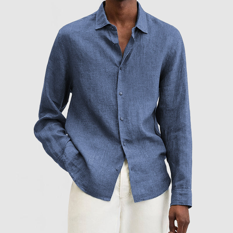 Men’s Button-Up Shirt – Relaxed Fit – Long Sleeve – Breathable Natural Fibers