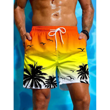 Men’s Swim Shorts – Relaxed Fit – Quick-Dry Breathable Blend – Mid-Length Tropical Print