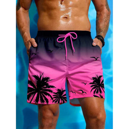 Men’s Swim Shorts – Relaxed Fit – Quick-Dry Breathable Blend – Mid-Length Tropical Print