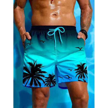 Men’s Swim Shorts – Relaxed Fit – Quick-Dry Breathable Blend – Mid-Length Tropical Print