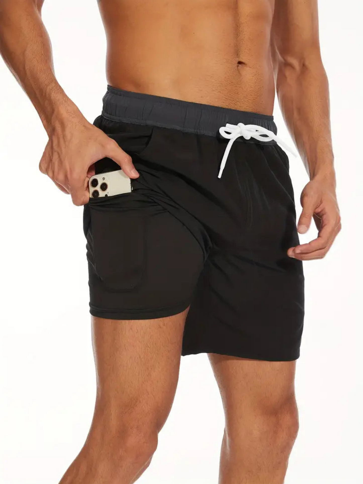 Men’s Swim Trunks – Quick Dry – Mid-Thigh – Elastic Waist – Inner Lining – Pocket