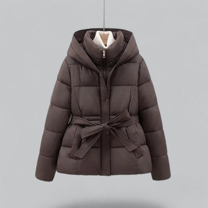Florence Hooded Quilted Puffer Jacket | Belted Button Front Jacket
