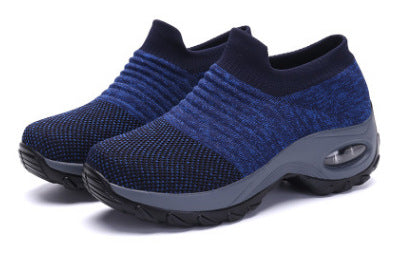 Women’s Low-Top Sneakers – Breathable Knit – Air Cushion Sole – Slip-On Comfort Fit