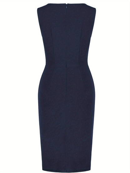 Women’s Wrap Dress – Sleeveless V-Neck – Asymmetrical Hem – Elegant & Flattering Fit