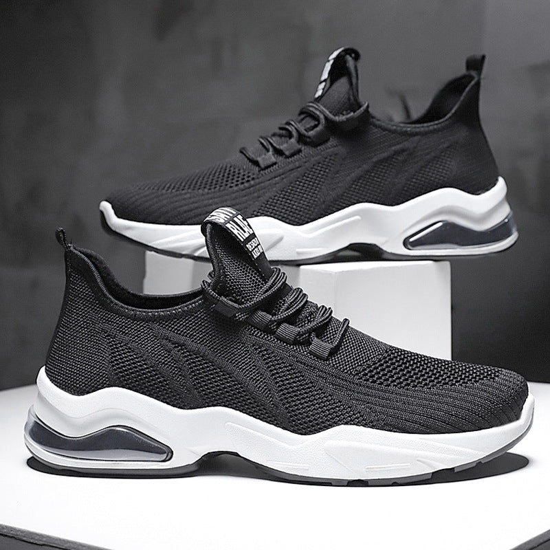 Men’s Athletic Sneakers – Flyknit Upper – Air Cushion Sole – Lightweight Breathable Fit