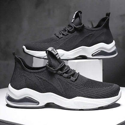 Men’s Athletic Sneakers – Flyknit Upper – Air Cushion Sole – Lightweight Breathable Fit