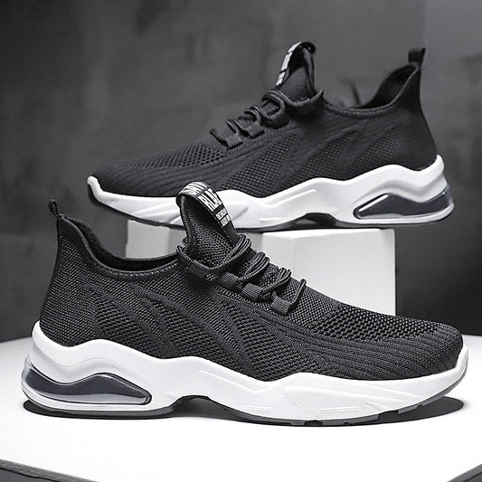 Men’s Athletic Sneakers – Flyknit Upper – Air Cushion Sole – Lightweight Breathable Fit
