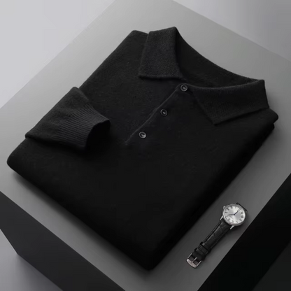 Men’s Polo Sweater – Merino Wool – Standard Fit – Ribbed Trim – Smart Casual
