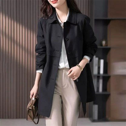 Women’s Trench Coat – Tailored Fit – Mid-Weight Fabric – Single Breasted – Mid-Thigh Length