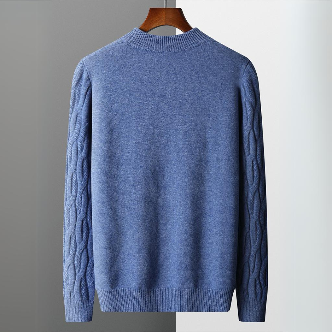 Men’s Sweater – Relaxed Fit – Soft Knit – Cable Knit – Ribbed Crew Neck
