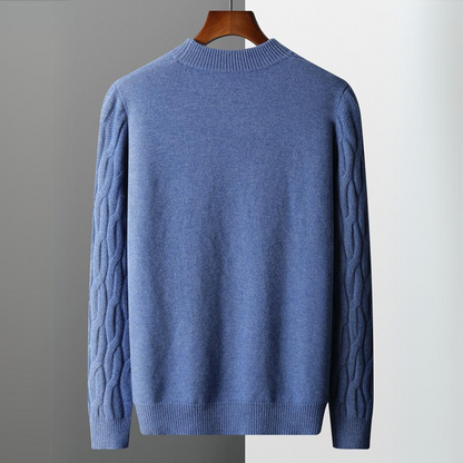 Men’s Sweater – Relaxed Fit – Soft Knit – Cable Knit – Ribbed Crew Neck