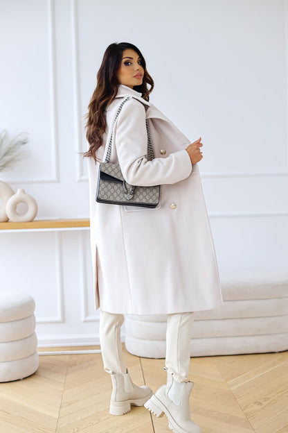 Women’s Wool Coat – Tailored Fit – Double Breasted – Full Length – Classic Lapel