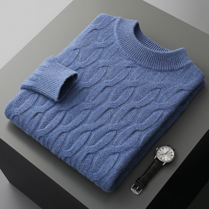 Men’s Sweater – Relaxed Fit – Soft Knit – Cable Knit – Ribbed Crew Neck