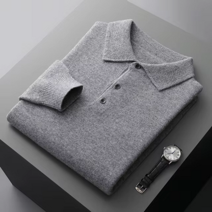 Men’s Polo Sweater – Merino Wool – Standard Fit – Ribbed Trim – Smart Casual