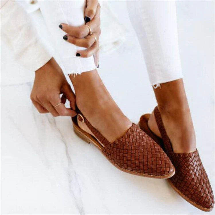 Women’s Slip-On Flats – Woven Design – Pointed Toe – Flexible Fit