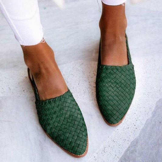 Women’s Slip-On Flats – Woven Design – Pointed Toe – Flexible Fit