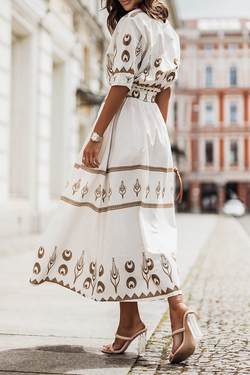 Women's Midi Dress - High Collar - Waist Belt - Long Sleeve Elegant Flowing Fit