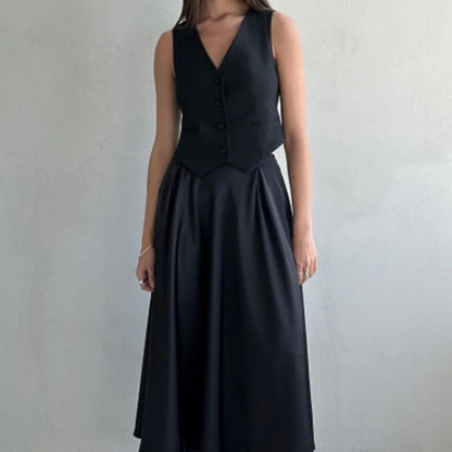 Women’s Maxi Skirt – High Waist – Flowy A-Line – Drapey Elegant Fit – Full Length