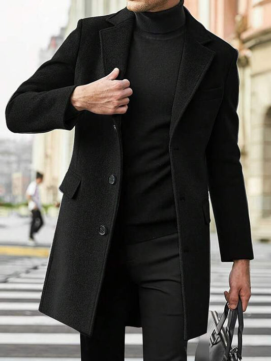 Men’s Lapel Coat – Tailored Fit – Knee Length – Single Breasted Formal Style
