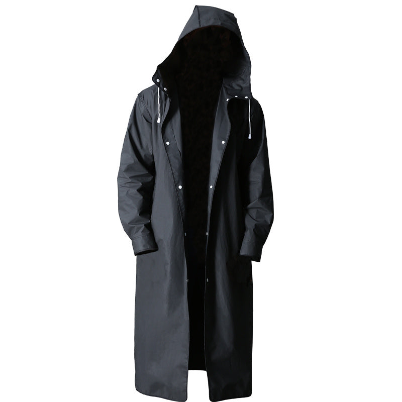 Women’s Raincoat - Oversized Fit - Woven Blend - Hooded Neckline - Full Length