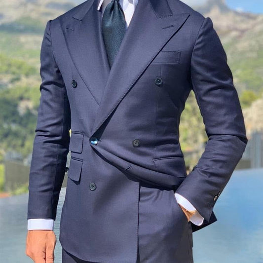 Men’s Blazer Suit Set – Slim Fit – Double-Breasted – Peak Lapel – Luxury Fabric