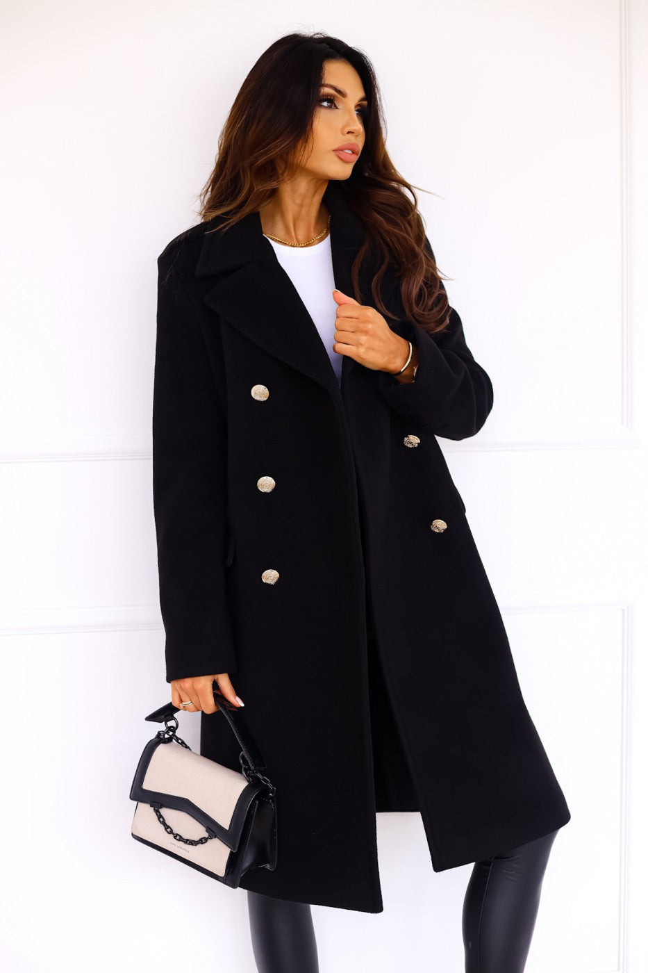 Women’s Wool Coat – Tailored Fit – Double Breasted – Full Length – Classic Lapel