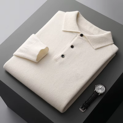 Men’s Polo Sweater – Merino Wool – Standard Fit – Ribbed Trim – Smart Casual
