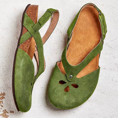 Women’s Flat Sandals – Open Toe – Cushioned Insole – Cut-Out Strap – Casual Fit