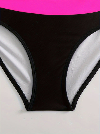 Women’s Bikini Set – V-Neck Top – High-Waisted – Ruched Straps – Supportive Fit