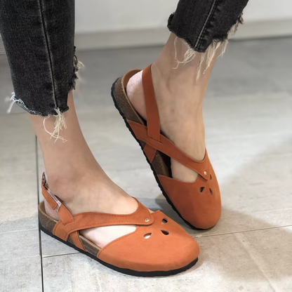 Women’s Flat Sandals – Open Toe – Cushioned Insole – Cut-Out Strap – Casual Fit