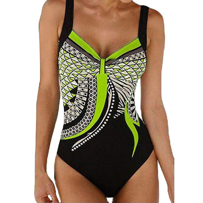 Women’s One-Piece Swimsuit – Supportive Fit – Quick-Dry Stretch – Graphic Print