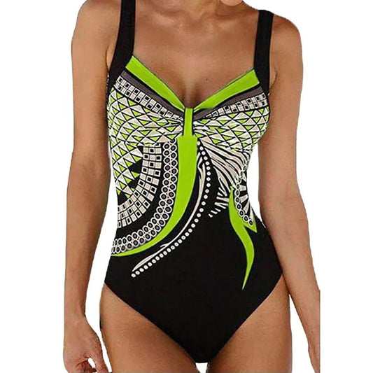 Women’s One-Piece Swimsuit – Supportive Fit – Quick-Dry Stretch – Graphic Print