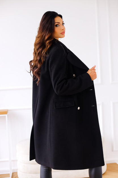 Women’s Wool Coat – Tailored Fit – Double Breasted – Full Length – Classic Lapel