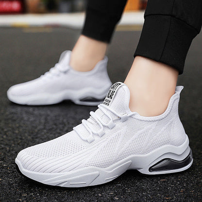 Men’s Athletic Sneakers – Flyknit Upper – Air Cushion Sole – Lightweight Breathable Fit